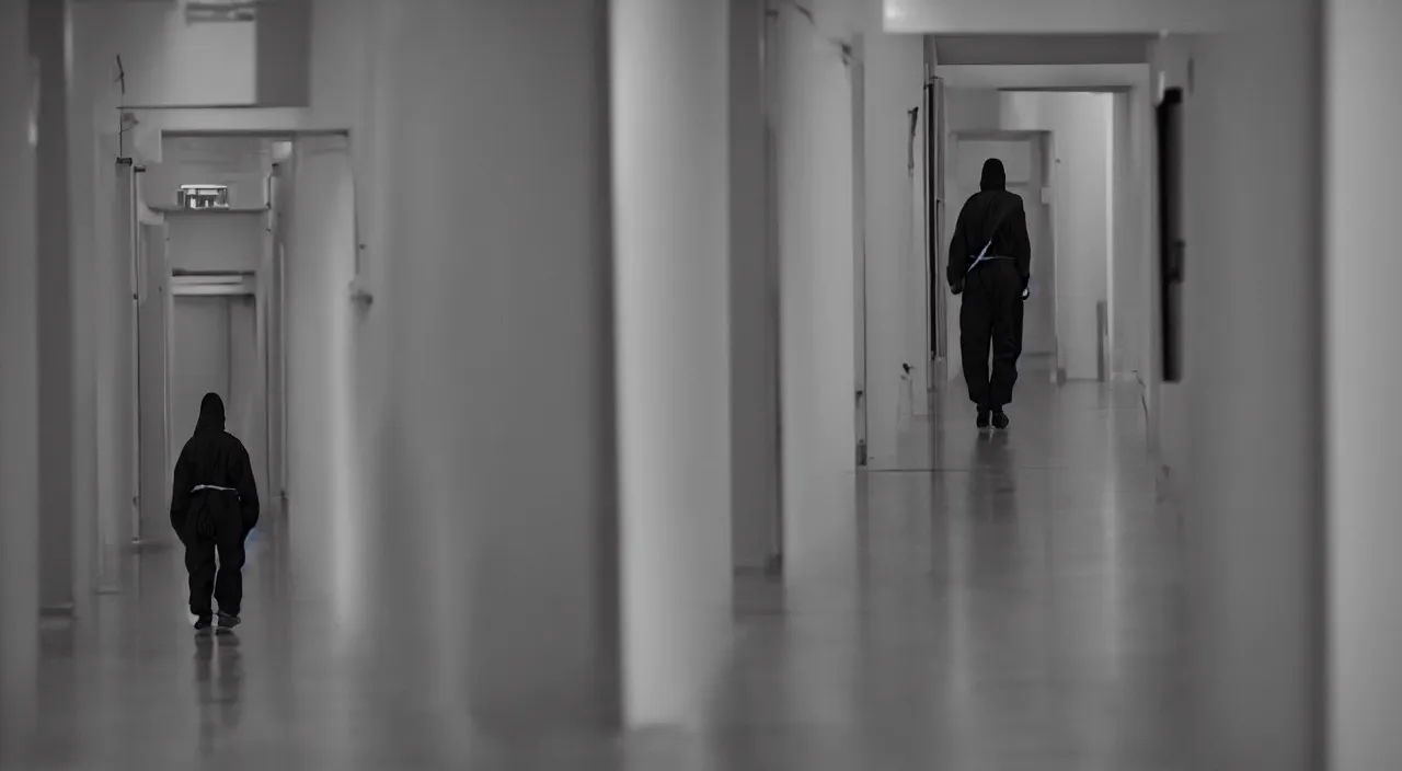 Image similar to distant hiding ninjas in long corridor backrooms, DOF--cfg_scale 12