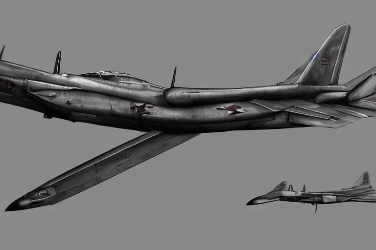 Image similar to Concept art of a retrofuturistic warplane