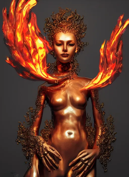 Image similar to sculpture made of flame, portrait, female, future, torch, fire, harper's bazaar, vogue, fashion magazine, intricate, concept art, close up, ornate, luxury, elite, elegant, trending on artstation, by ruan jia, by Kenneth Willardt, by ross tran, by WLOP, by Andrei Riabovitchev,