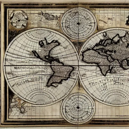 Image similar to 1800s map of the world, parchment, high contrast, high detail