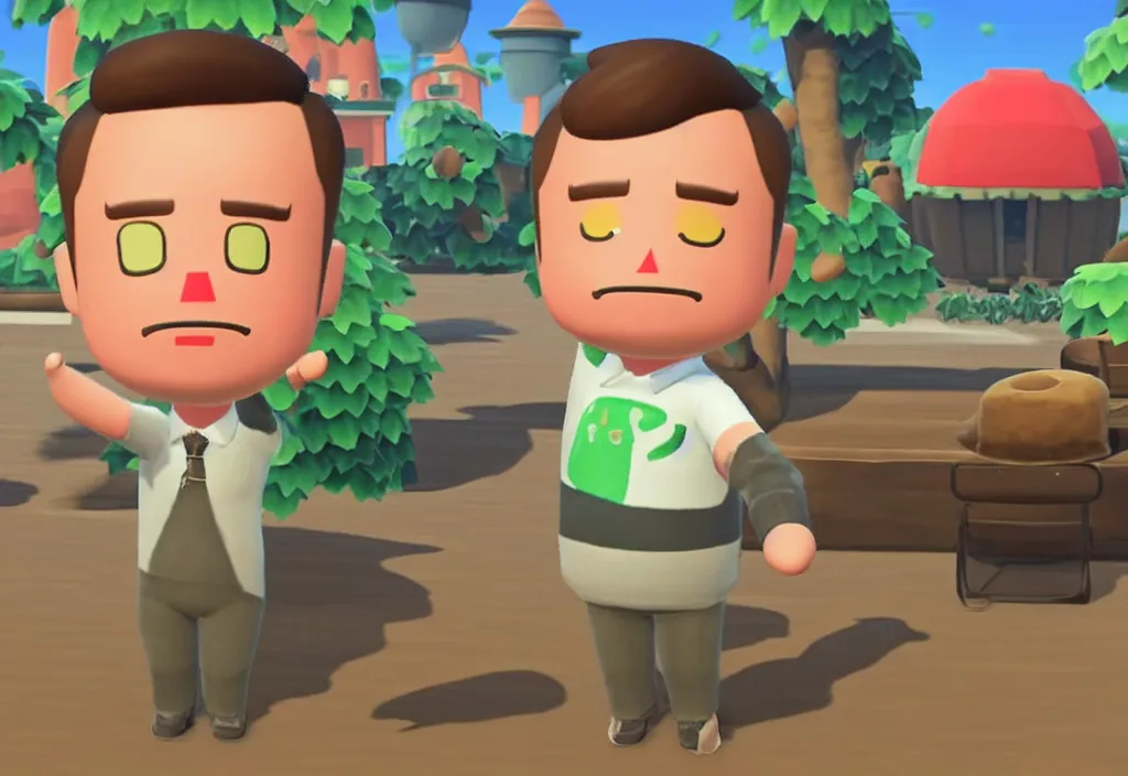 Image similar to elon musk in animal crossing, elon musk in the video game animal crossing, gameplay screenshot, close up, 3 d rendering. unreal engine. amazing likeness. very detailed.