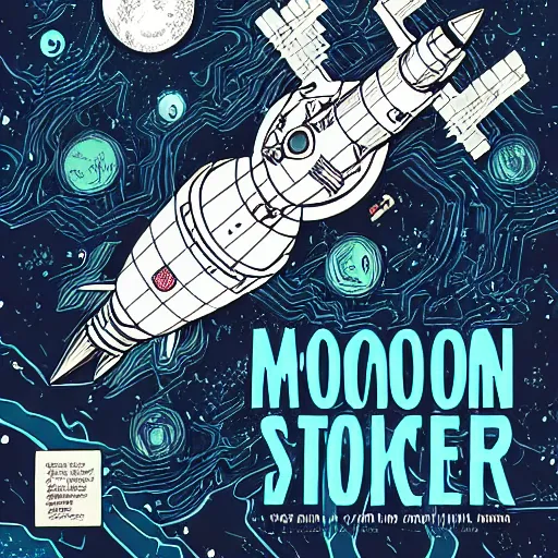 Image similar to moon rocket, by laurie greasley and james stokoe