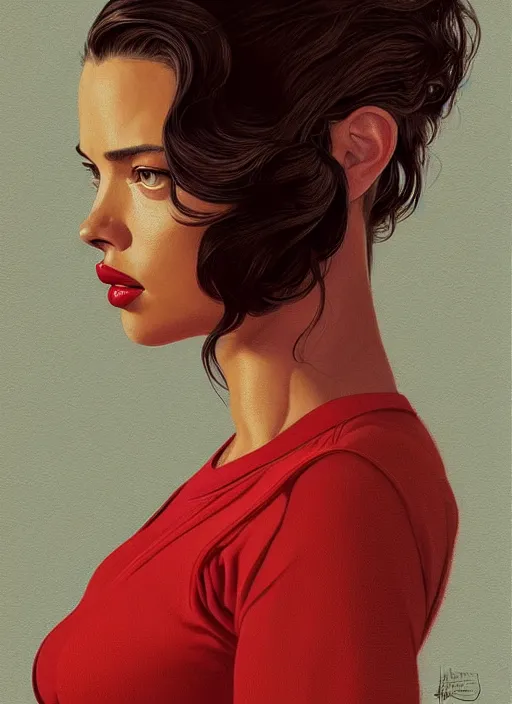 Image similar to twin peaks movie poster art, portrait of adriana lima, from scene from twin peaks, clean, simple illustration, nostalgic, domestic, highly detailed, digital painting, artstation, concept art, smooth, sharp focus, illustration, artgerm, donato giancola, joseph christian leyendecker, wlop