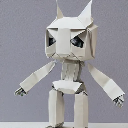 Image similar to a cute origami robot, incredibly detailed, textured paper, beautiful paper sculpture, akira yoshizawa