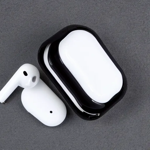 Image similar to black airpods pro case with marshmallow design on the case, studio, product photo