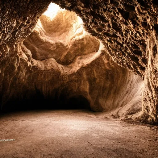 Image similar to a stunning photography inside an ominous cave, professional photography,8KHD