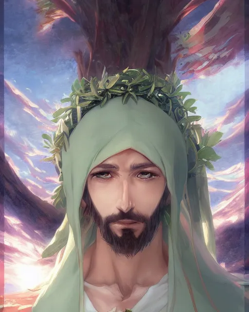 Image similar to an anime portrait of jesus christ as an elf, by stanley artgerm lau, wlop, rossdraws, james jean, andrei riabovitchev, marc simonetti, and sakimichan, trending on artstation