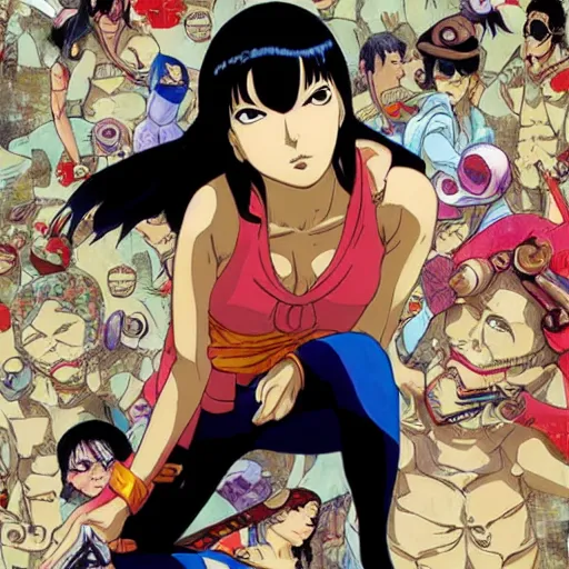 Image similar to nico robin is a cyborg by satoshi kon