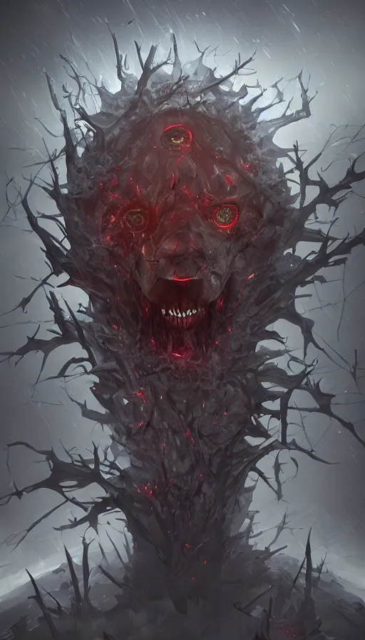 Prompt: a storm vortex made of many demonic eyes and teeth, by cgsociety