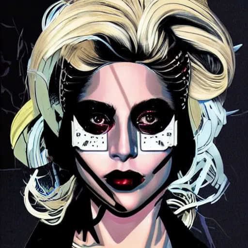 Prompt: a portrait of Lady Gaga as an android, by MARVEL comics and Sandra Chevrier