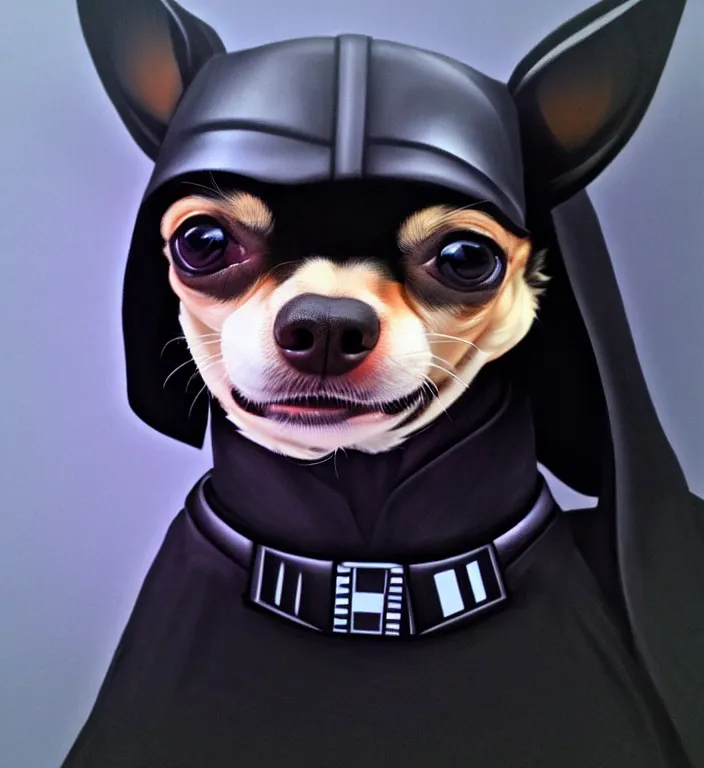 Image similar to chihuahua as darth vader, by artgerm