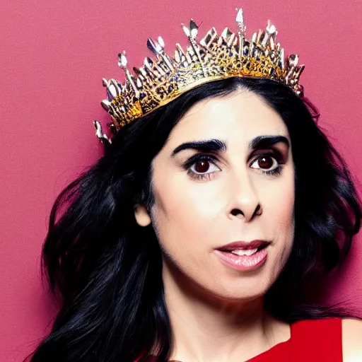 Image similar to portrait sarah silverman wearing a crown, 4 k, detailed