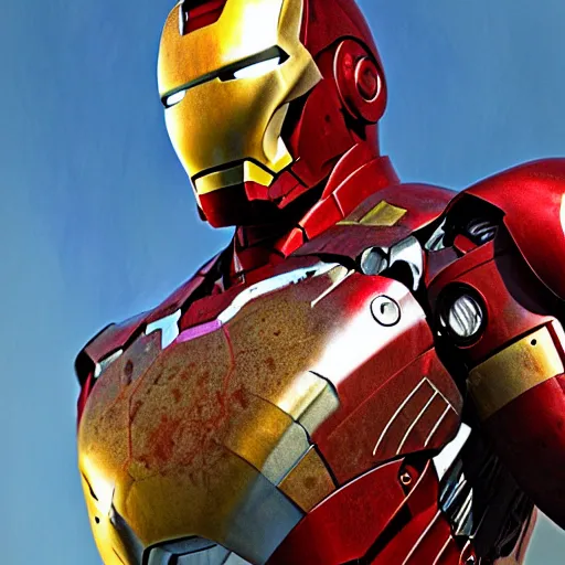 Prompt: photorealistic stained and rusted iron man suite, HDR color, oxide texture - n 9