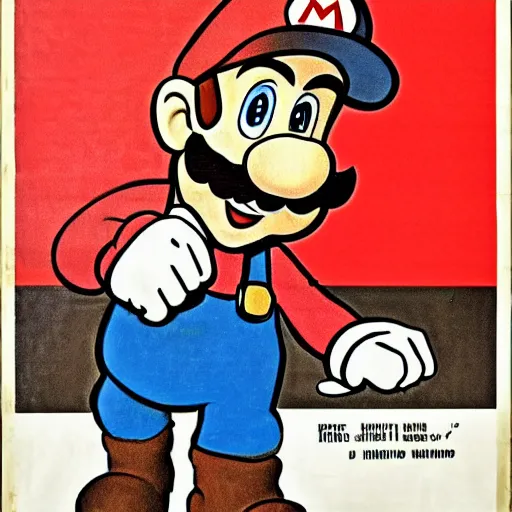 Prompt: Mario in a Soviet propoganda poster