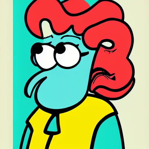 Image similar to handsome squidward portrait, pop art, colorful