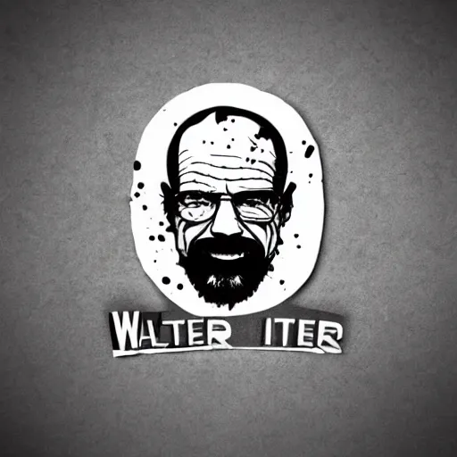 Image similar to logo design, walter white smiling like the joker, splatter paint