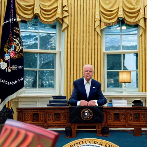 Image similar to 4 k portrait sony a 7 f 2. 8 of president joe biden as a muslim taliban leader in the oval office