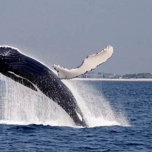 Image similar to a whale flying,