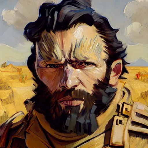 Image similar to greg manchess portrait painting of armored van gogh as overwatch character, medium shot, asymmetrical, profile picture, organic painting, sunny day, matte painting, bold shapes, hard edges, street art, trending on artstation, by huang guangjian, gil elvgren, ruan jia, randy vargas, greg rutkowski