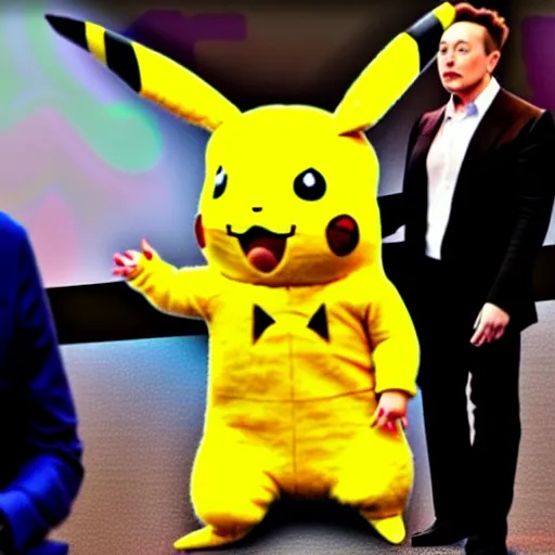 Prompt: elon musk wearing a pikachu costume