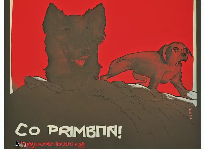 Image similar to communist propaganda poster dog by moebius