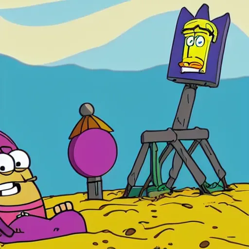 Prompt: the biblical apocalypse comes to spongebob, iconography