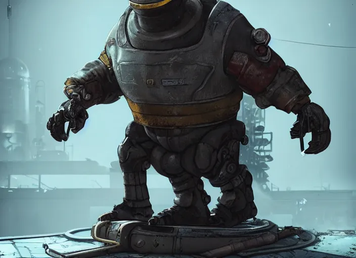 Image similar to buffed cyber penguin in fallout 4, horror scene, artgerm, rutkowski, tooth wu, beeple, and intricate