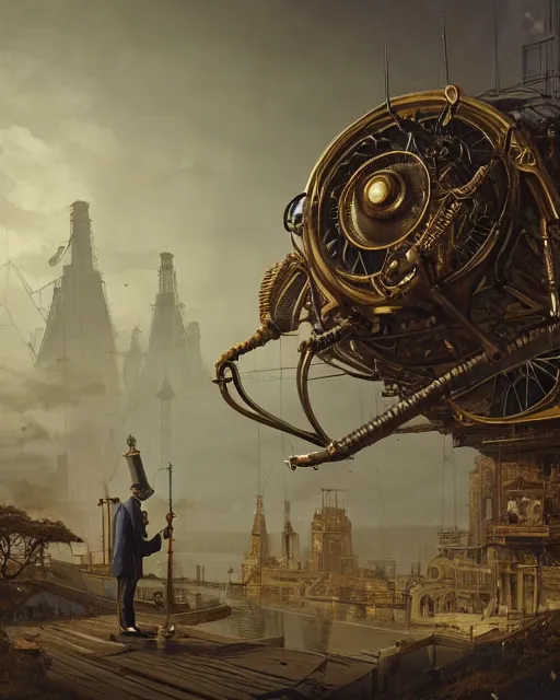 Prompt: epic portrait of victorian man scientist, steampunk, dieselpunk, highly detailed, intricate, symmetry, golden ratio, photorealistic, 8 k, hd rendering, unreal engine 5, very sharp details, by rutkowski and stalenhag