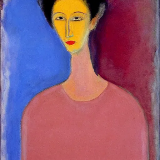 Prompt: portrait of a beautiful woman by rothko