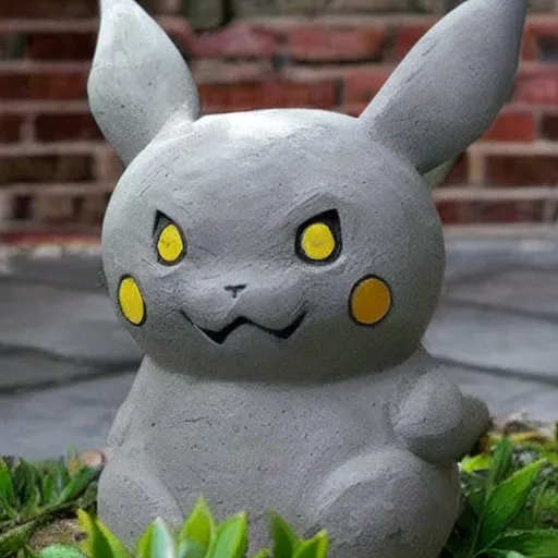 Prompt: Pikachu Sculpture made out of concrete