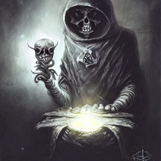 Image similar to black void chalice, longsword, skull, small white mushrooms, light from above, seb mckinnon