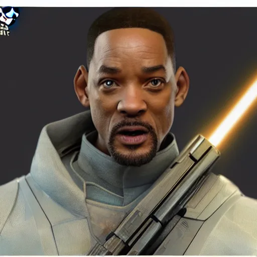 Image similar to will smith as a jedi, starwars, hyper detailed, digital art, trending in artstation, cinematic lighting, studio quality, smooth render, unreal engine 5 rendered, octane rendered