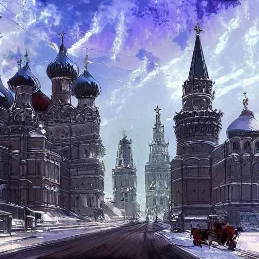 Image similar to Victorian Moscow, Anime concept art by Makoto Shinkai