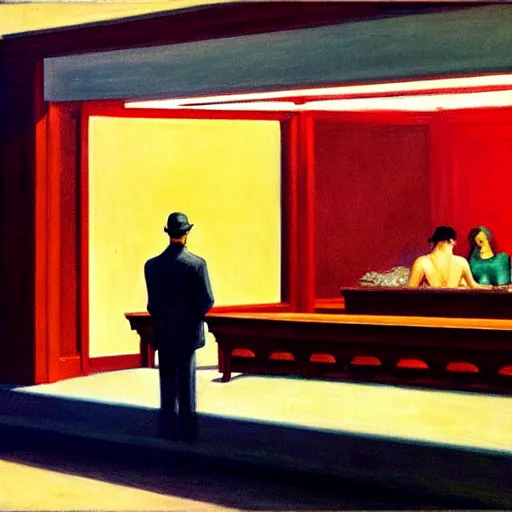 Image similar to guilt, in the style of edward hopper