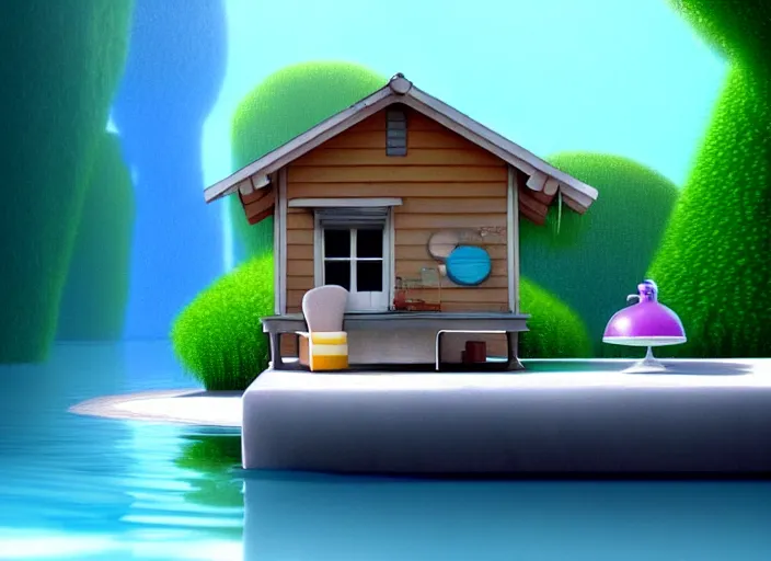 Image similar to water house dreamy unrealistic pixar trending on artstation