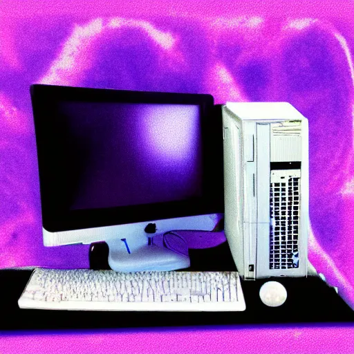 Prompt: old computerm monitor, vaporwave