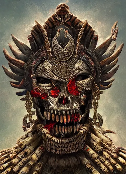 Prompt: digital _ painting _ of _ ah puch mayan god of death _ by _ filipe _ pagliuso _ and _ justin _ gerard _ symmetric _ fantasy _ highly _ detailed _ realistic _ intricate _ port