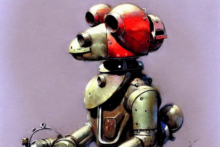 Image similar to adventurer ( ( ( ( ( 1 9 5 0 s retro future robot android dog. muted colors. ) ) ) ) ) by jean baptiste monge!!!!!!!!!!!!!!!!!!!!!!!!! chrome red