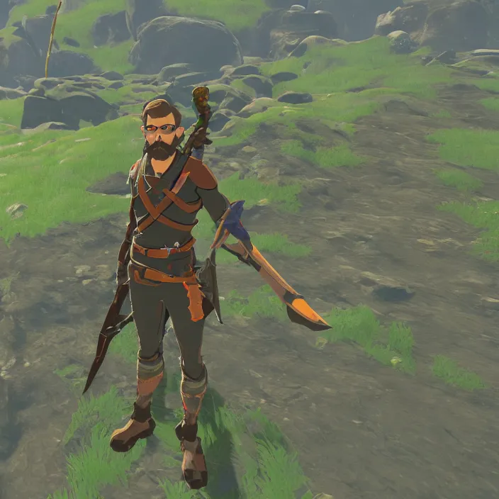 Image similar to Gordon Freeman in The Legend of Zelda Breath of the Wild, detailed screenshot