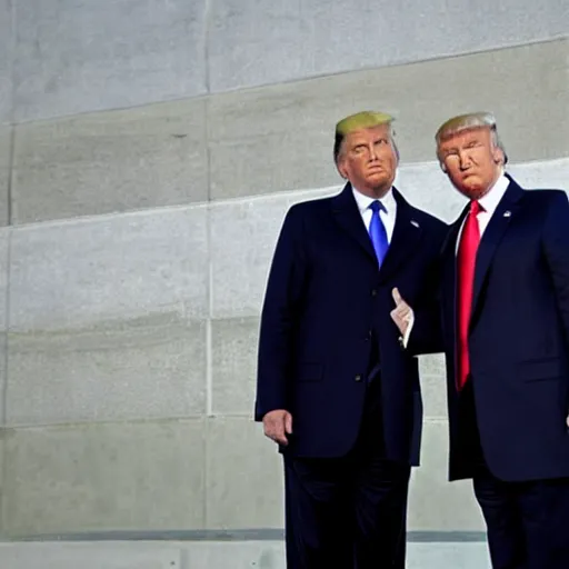 Prompt: donald trump posing in a red addidas track suit next to vladimir putin