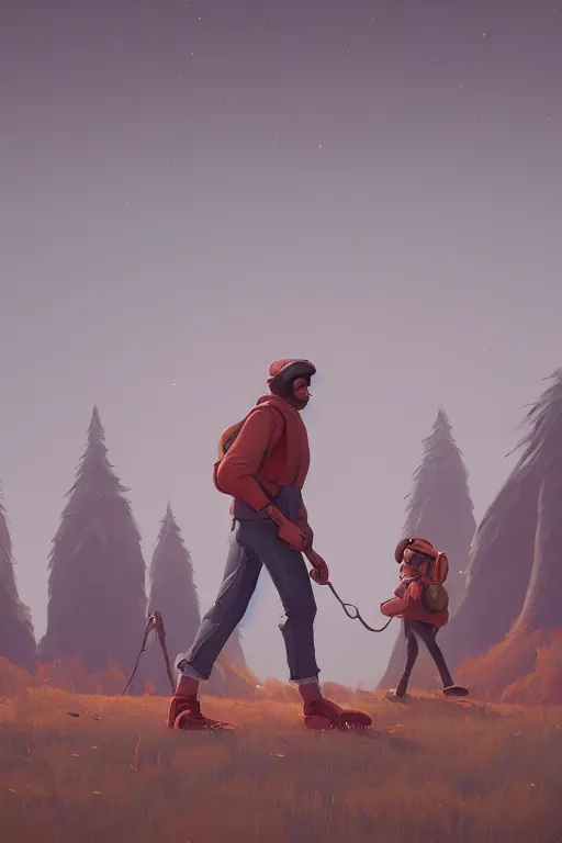 Image similar to I just wanna walk with the giants art style by Simon Stålenhag, , trending on artstation, artstationHD, artstationHQ, 4k, 8k