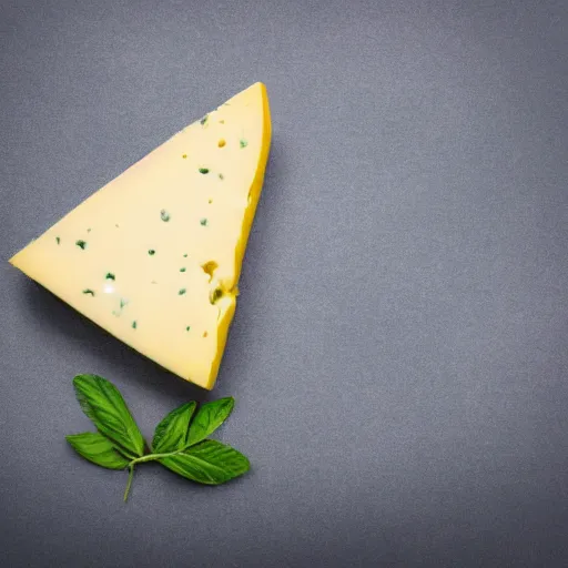 Image similar to a wedge of cheese with a green participation badge hanging from the side, stock art, 8K