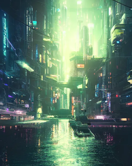 Image similar to cyberpunk city on a floating island at night by wlop, key visual, high detail, digital art