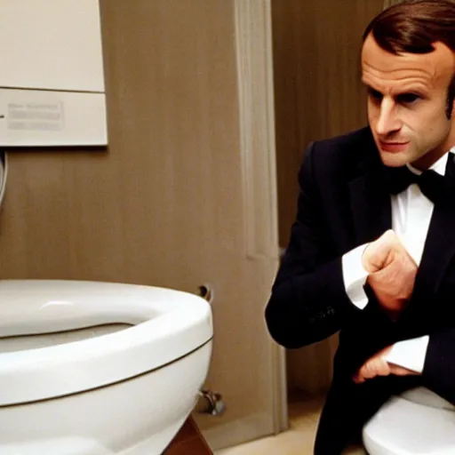 Image similar to Macron in American Psycho toilet scene (1999)