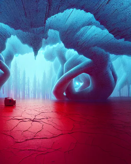 Image similar to mother nature cries out in agony. wide shot, detailed, sharp, 8 k, digital art by beeple.