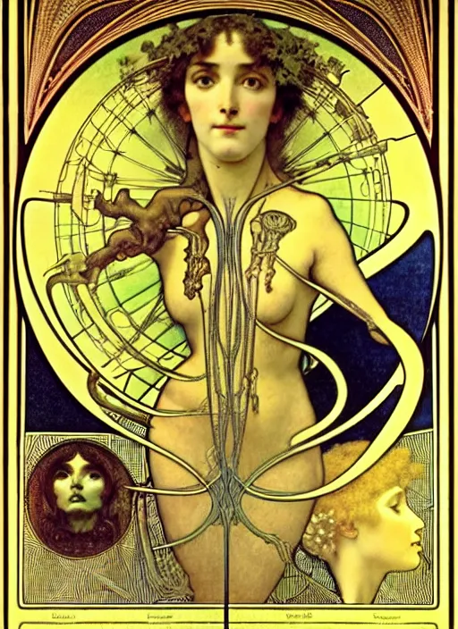 Image similar to mathemagic land, golden ratio, sharp focus, art by h. r. giger and ernst haeckel and jean auguste dominique ingres and john william godward, alphonse mucha, james jean, simon bisley,