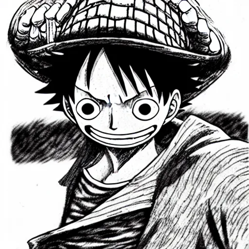 One-piece Luffy realistic drawing by Subaru_sama