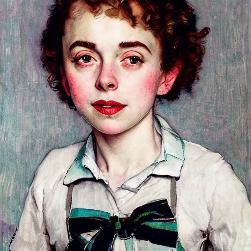 Prompt: Sophia Lillis portrait by Norman Rockwell,