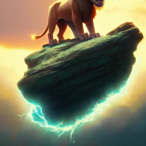 Prompt: portrait of doc brown riding on ( ( ( lion king ) ) ), disney animation, sharp, illustration, sharp, fanart, anime key art by greg rutkowski, bloom, dramatic lighting sharp focus, cinematic, artbook, smooth, centered