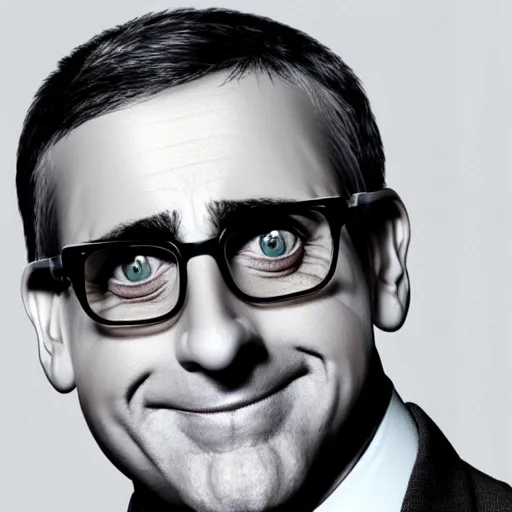 Image similar to Steve Carell reimagined as a Muppet, photorealistic